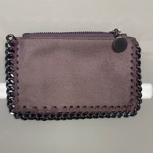 Stella McCartney Chain-Trimmed Purple Suede Women's coin purse/card holder